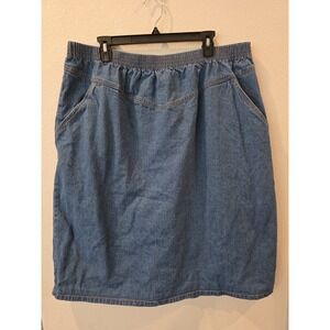 VTG Lady Blair Denim Midi Skirt Sz 20W Pockets Modest Elastic Waist Trad Wife
